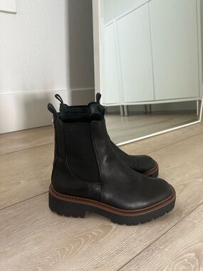 Sam Edelman Black Leather Laguna Chelsea Platform Boot